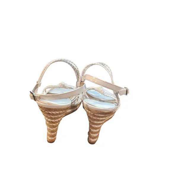 Michael Kors White & Beige Braided Espadrille Wedges Size 9.5 - Picture 5 of 14
